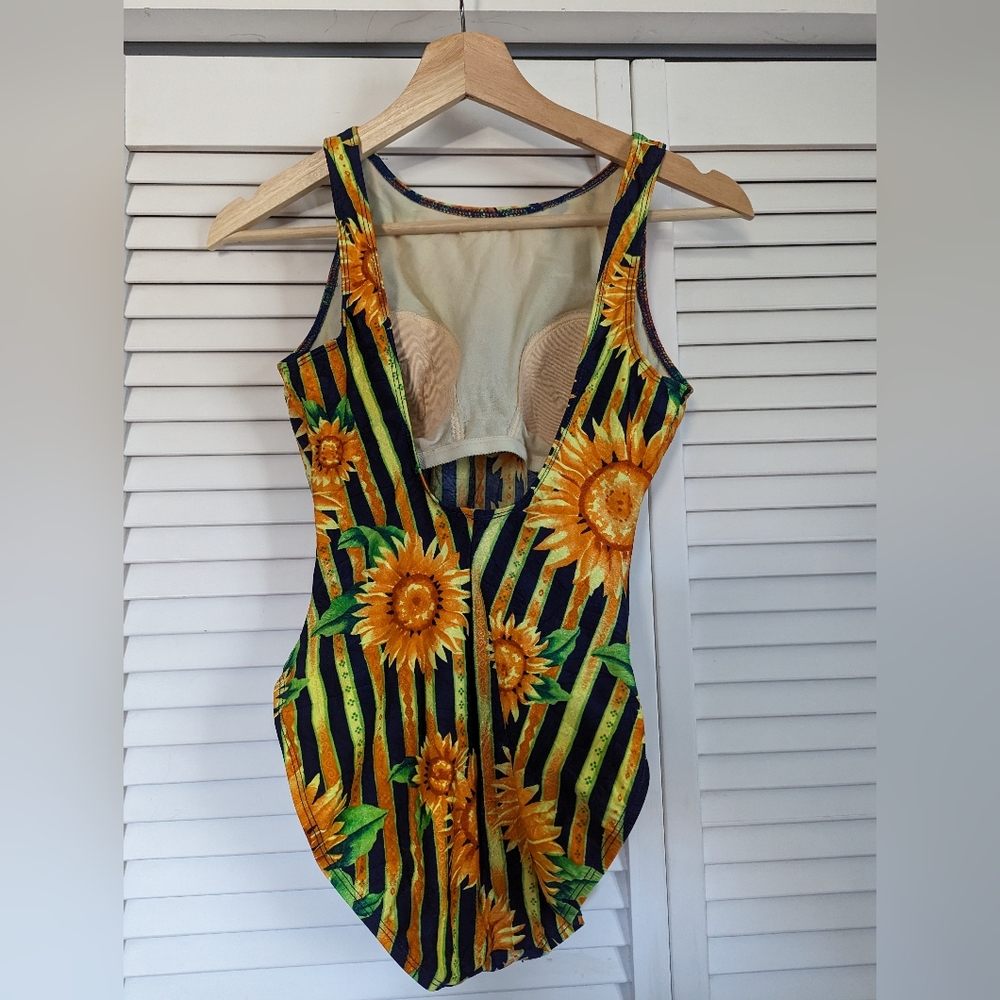 Vintage Sessa Sunflower Scoop Back One Piece Swimsuit - Picture 6 of 9